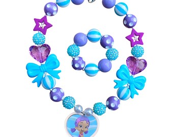 Bubble Guppies Necklace, Bubble Guppies Chunky Necklace, Oona Necklace, Oona Bubble Guppies, Heart Pendant, Nick Junior, Nick Jr, Bracelet