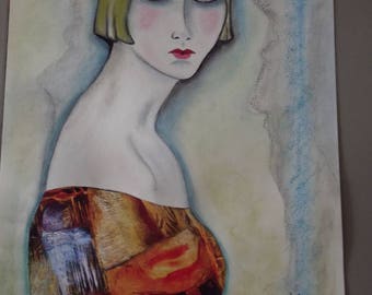 Frederique pastel on paper drawing
