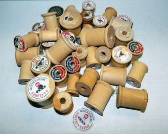 Vintage Wood Thread Spools - Various Sizes & Brands - Vintage Craft Supply - Farmhouse Cottage Decor