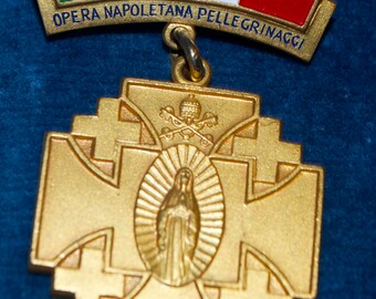 Vintage Italian Opera Medal Badge Opera Napoletana Pellegrinaggi