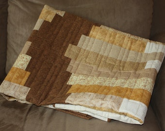 Chinese Coin Quilt, Brown Quilt, Modern Lap Quilt, Q026-Brown Coins Lap Quilt