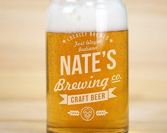 Engraved Craft Beer Brewing Co. Beer Can Glass, craft beer, beer, gifts for him, dad, beer glass -gfyL10368118