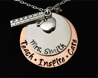 Personalized Teacher Necklace - Teacher's Jewelry - Teacher Appreciation Gift - End of Year Teacher Gift - Teacher Gift - Teachers necklace