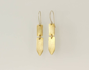 Dangle Earring, Edgy Modern Earrings, Gold Tone