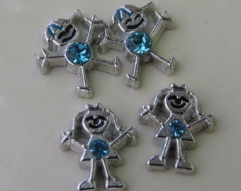 March Girl Aqua Marine Light Blue Color Birthstone Floating Charm- Free shipping