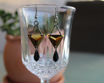 Gunmetal chandelier drop earrings