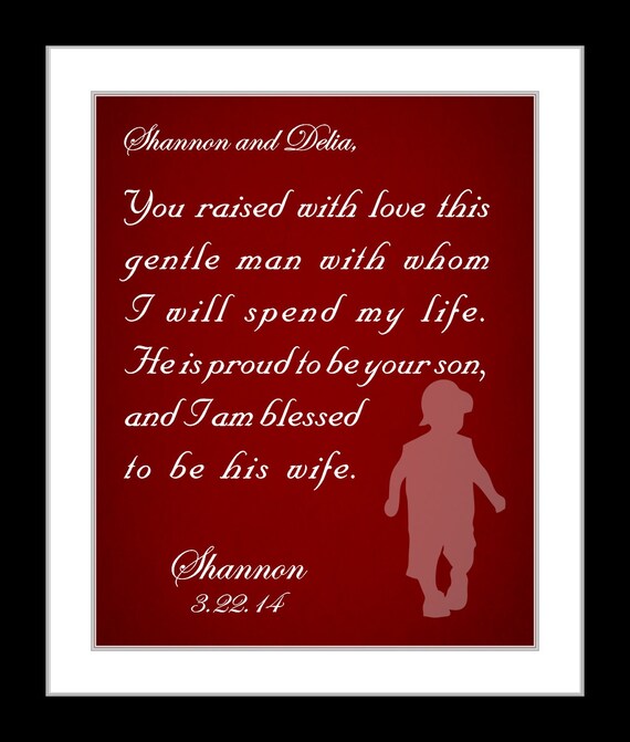 New in laws parents wedding thank you gift personalized for