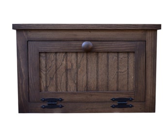 Large Country Farmhouse Wooden Bread Box / Counter Top Cabinet available with a Distressed or Stain Finish
