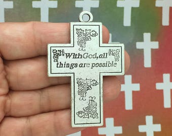2 Silver Cross Charm Pendant SP1291