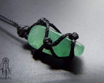Jade Mistic Jade Necklace Raw Green Crystal Long Pendant Boho Hippie Chakra Reiki Meaning Healing Gemstone Gift ideas for Her Nature stone