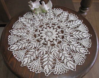 Beige Decor Crochet Lace Doily, Table Decor, Home Accessory, 18 inches diameter, Wedding presents
