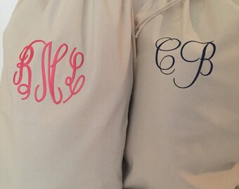 Monogrammed canvas laundry bag