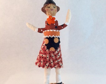 Spun Cotton, Halloween, Ooak, Vintage Inspired Little Witch Figurine