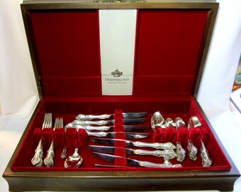Flatware Set Vintage Wedding Gift Orleans International Deepsilver Flatware Service With Case Silverware Service for 8