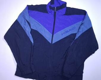 Head Indigo & Black Vintage Windbreaker Jumper Jacket M-L