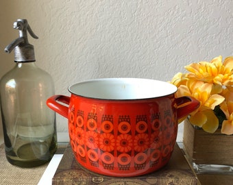 Kaj Franck Arabia Finel Enamel Pot, Mod Pattern Daisy, no lid