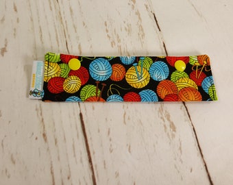 Rainbow Yarn Balls, Short Needle Cozy DPN Holder, project holder 7"x2"- (Hold up to 6" Needles) NCS0036