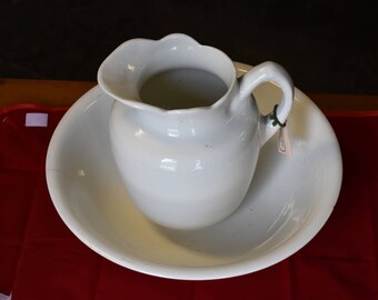 Antique Homer Laughlin China Pitcher & Wash Basin