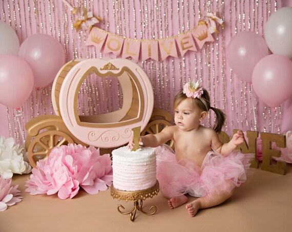 PINK GOLD First Birthday BANNER Princess baby shower banner