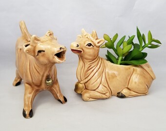 Cow Sugar and Creamer, Cow Planters,