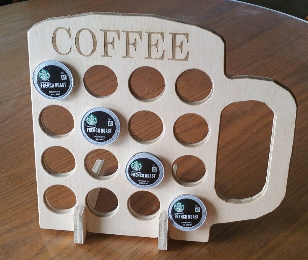 Wooden K Cup Holder / Display with Coffee laser engraved Made