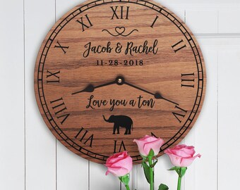 Personalized Elephant Decor Gift - Cute Elephant - Gift for Elephant Lovers - Safari Africa Decor - Wedding Gift for Home - Love You a Ton