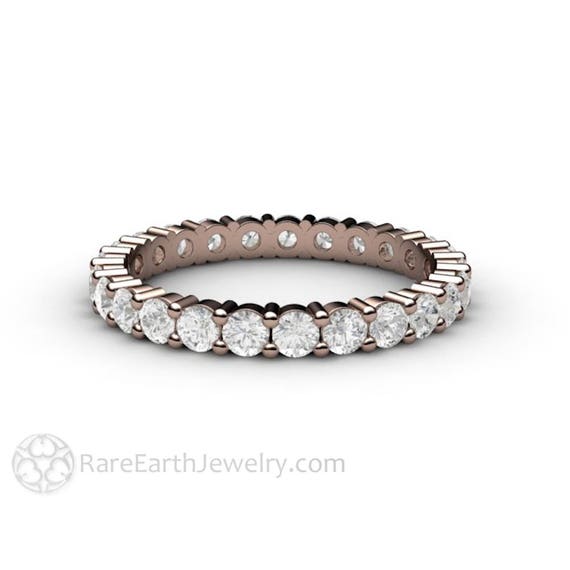 Eternity Band White Sapphire Wedding Band Anniversary Band 14K
