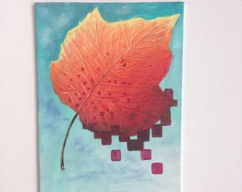 Leaf and Pixels Original Painting