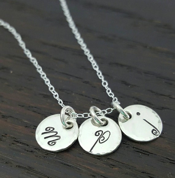 Teeny Tiny Sterling Silver Initial Disc Necklace Minimalist