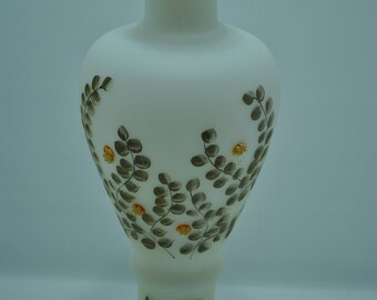 Painted Leaf Pattern On A Frosted Glass Lamp Body Circa 1950's