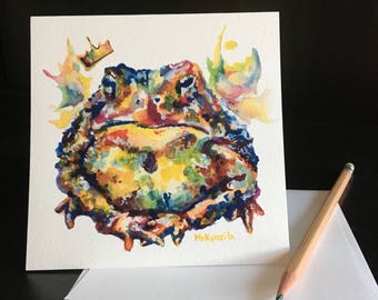 Toad Frameable Fine Art Card. Frog prince.
