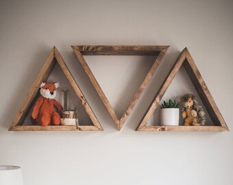 Triangle Shelf, Triangle Shelves, Geometric Shelf, Geometric Shelving, Floating Shelf, Floating Triangle Shelf, Nursery, Nursery Shelf