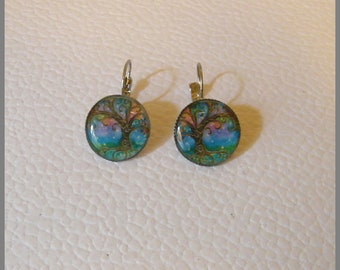 "Magical tree" - resin Cabochon and Silver earrings