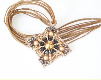 Pendant "Margherita" rivoli setting, Swarovski Crystal, Kheops beads
