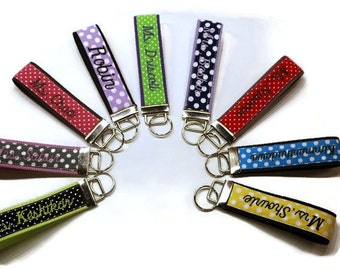 Custom polka dots key fob, custom key chain, custom keychain, personalized key chain, personalized gift idea, polka dots key chain