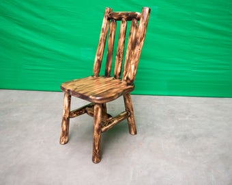 Torched Cedar Log Chair