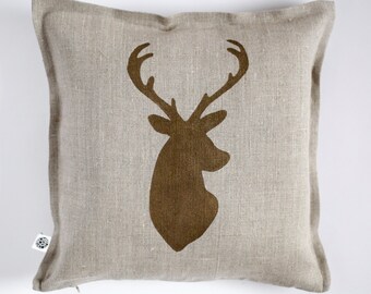 Deer head cushion for man cave, hunting decor with deer cushion, custom pillow for rustic decor 0420