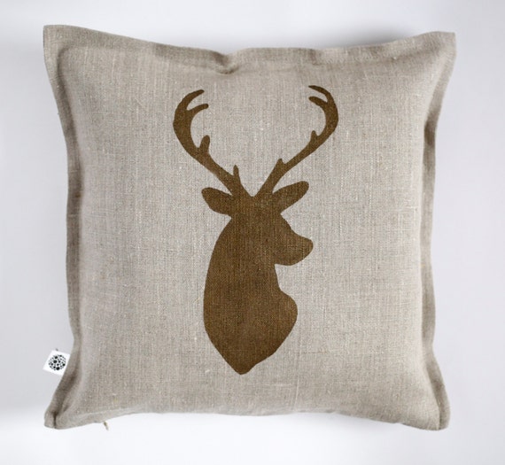 Deer head cushion for man cave, hunting decor with deer cushion, custom pillow for rustic decor 0420