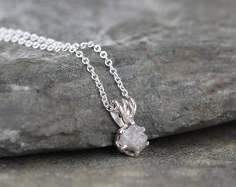 Raw Diamond Pendant - 0.50 carat Diamond Necklace - Uncut Rough Diamond - Sterling Silver - April Birthstone - Jewelery Made in Canada -