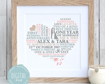 1 YEAR ANNIVERSARY GIFT - 1st Anniversary Gift | Personalised Print | Gift for Him | Printable | First Anniversary Gift | Paper Anniversary