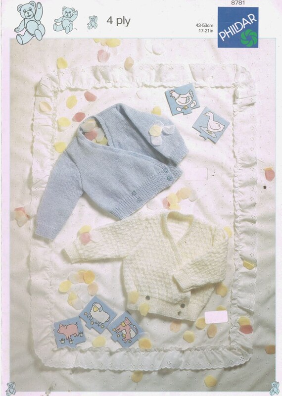 Phildar 8781 baby cardigan vintage knitting pattern PDF