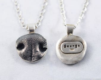 3D Silver Dog Nose Print Pendant on a keychain or necklace - YOUR Dog's Actual Nose Print, Pet Jewelry, Dog Nose Print, Pet Memorial Jewelry