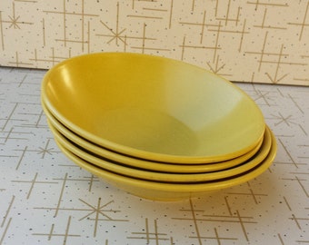 Melmac Bowls Four Small Plastic Dishes Harvest Gold 60's Melamine