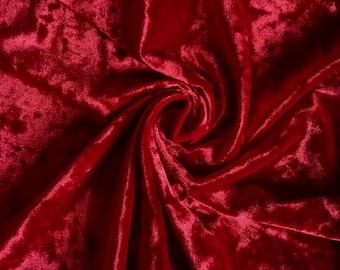 SAMPLE - Crushed Velour Stretch Velvet Fabric - Red
