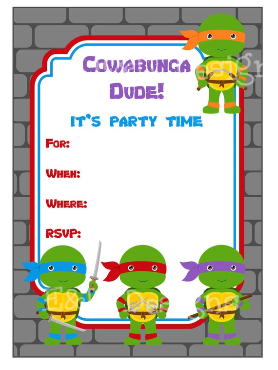 Inventive image inside ninja turtles birthday invitations printable Mesmerizing image pertaining to ninja turtles birthday invitations printable