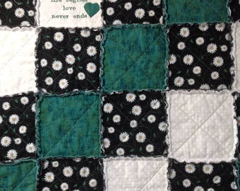 Homemade Quilt, Rag Quilt, Throw, Quilt For Sale, Quilts Handmade, Family Quilt, Country Throw, Green, Handmade Blanket, Embroidery Blanket