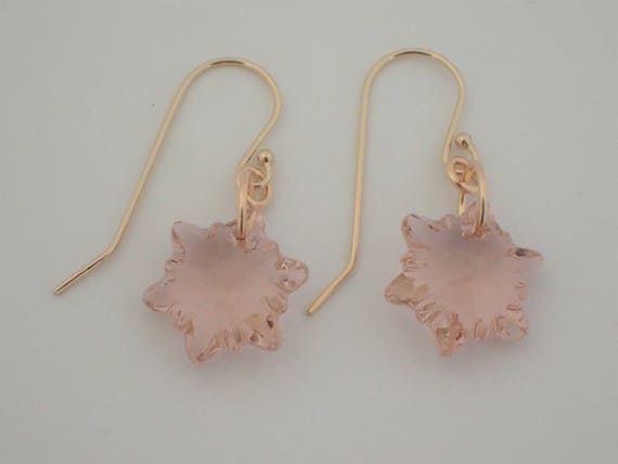 Vintage Rose Edelweiss Earrings, 14k Yellow Gold Filled