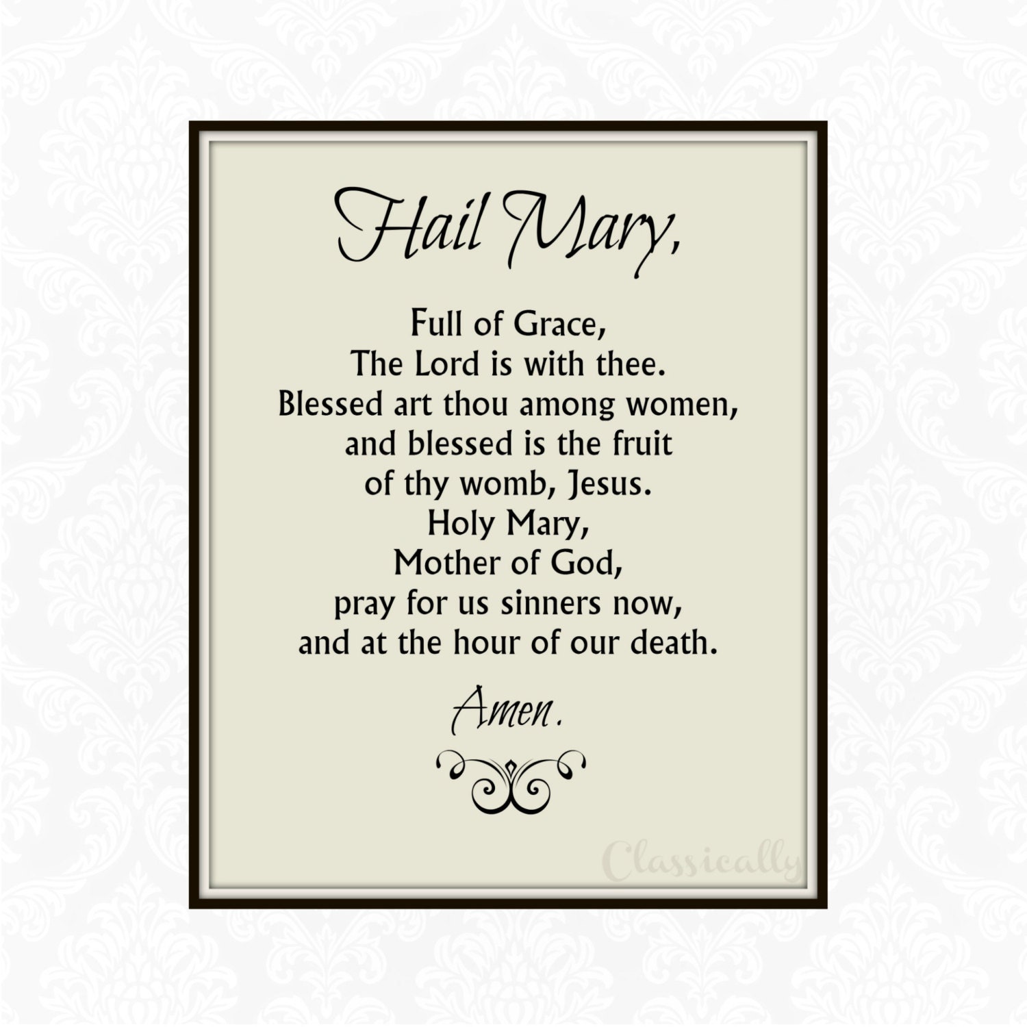 Hail Mary Prayer Printable Catholic Rosary Prayer Print
