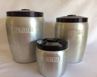 Vintage Spun Aluminum Canister Set