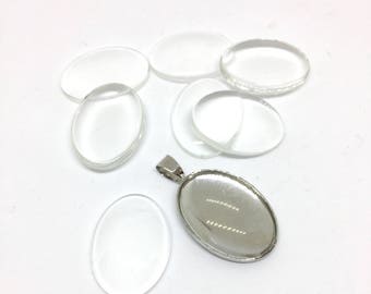 4 Glass Cabochons, 18 x 25 mm